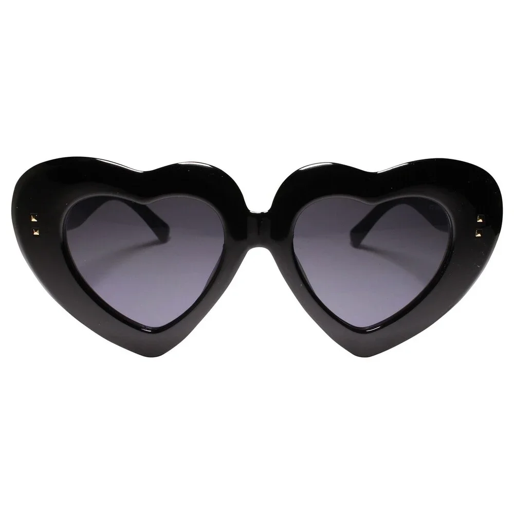 Chunky Love Eye-Catching Bold Heart-Shaped Sunglasses With Thick Black Frames
